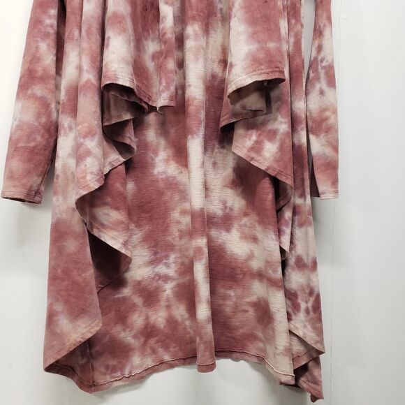 Knox Rose Muave Pink Tie Dye Drape Cardigan Sweater Open Front Small Hippie - Picture 4 of 13
